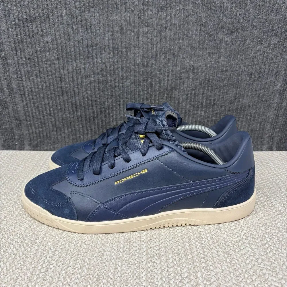PUMA Porsche Legacy Club 5v5 Lux Club Navy Alpine Snow Leather Shoes Mens 11